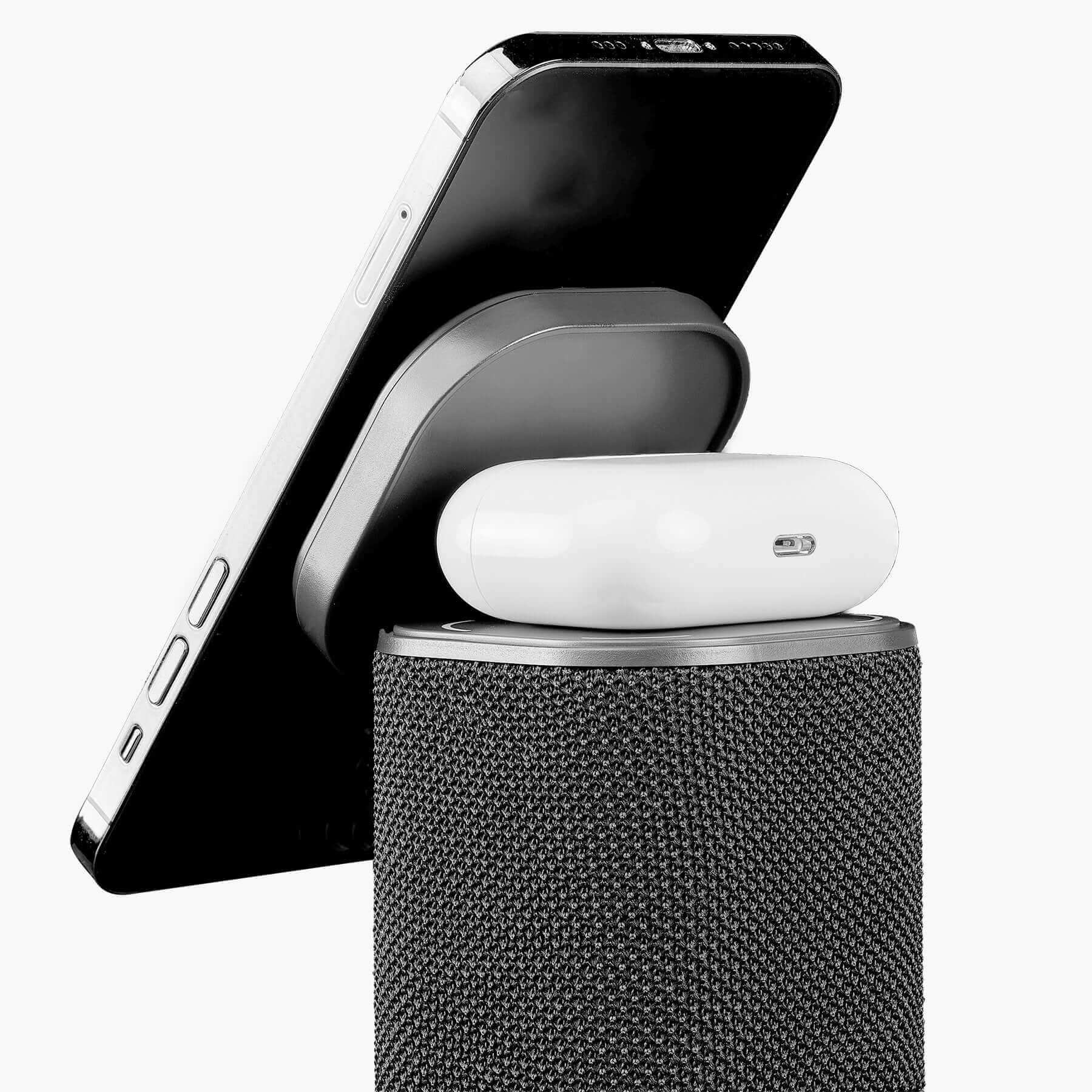 Bluetooth Speaker with Wireless Charger and Color Changing Night Light – Dark Gray (iPBT50DG) - Image 5