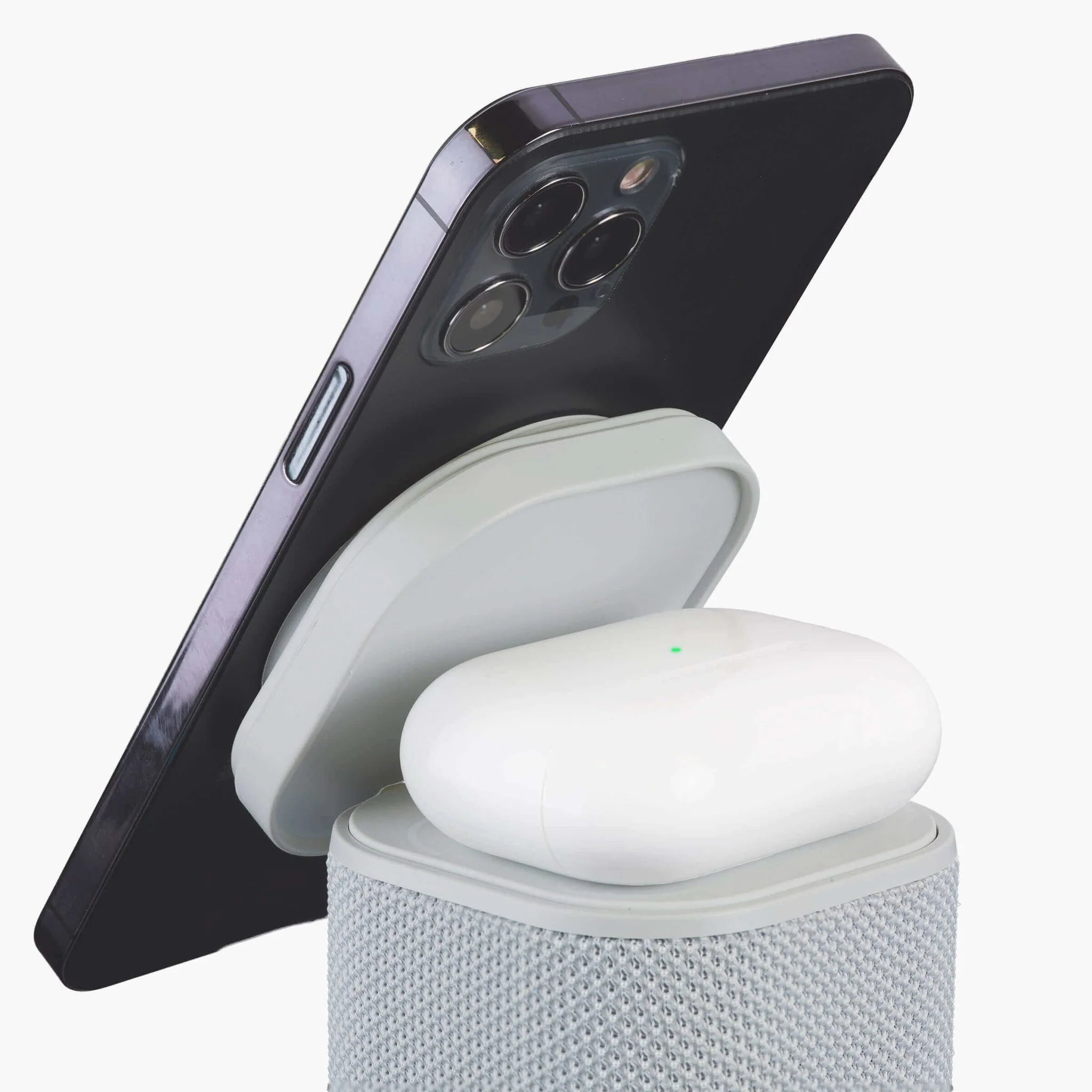 Bluetooth Speaker with Wireless Charger and Color Changing Night Light – Light Gray (iPBT50G) - Image 5