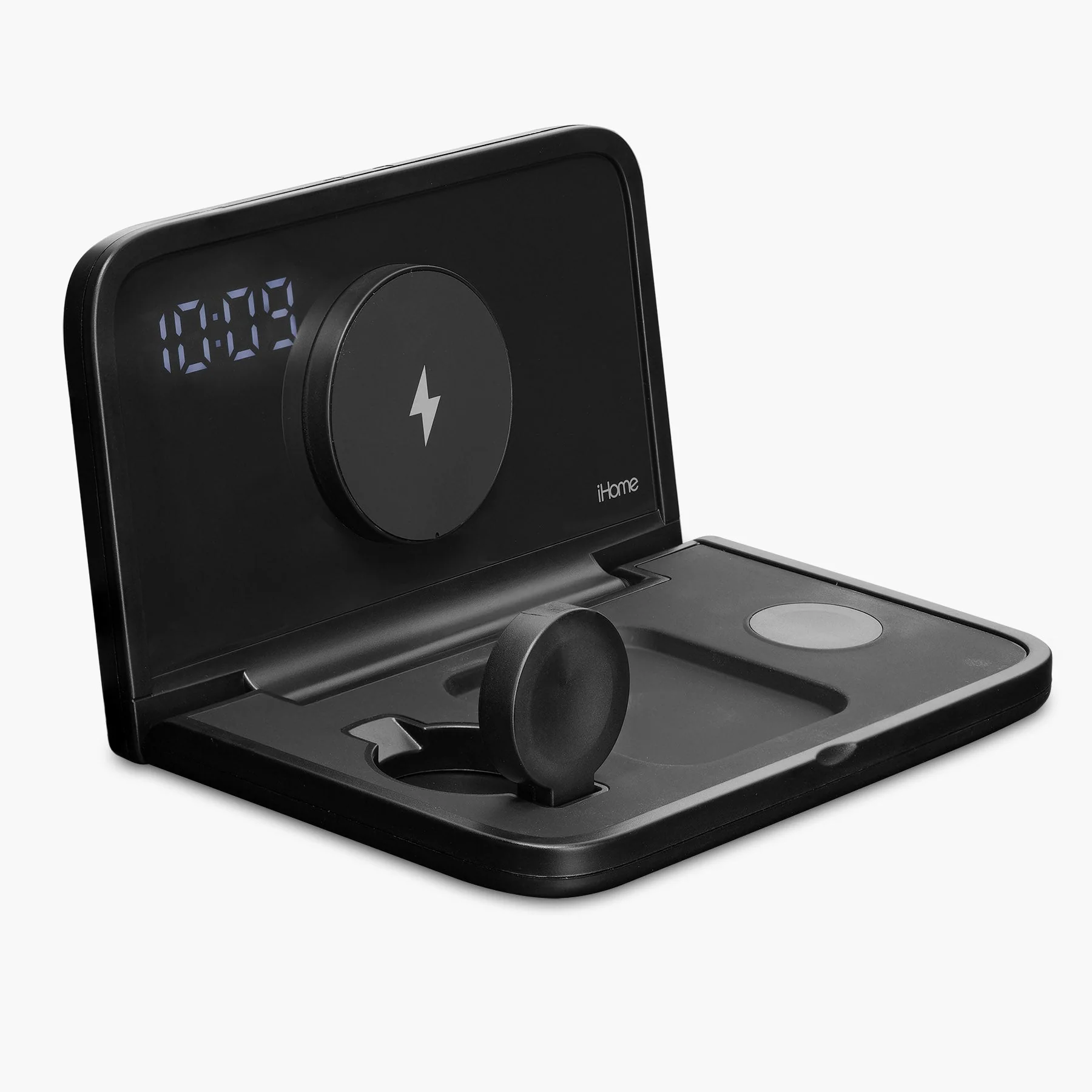 Travel Clock with Wireless Charging Station for iPhone, AirPods, and Apple Watch (iWW7) - Image 5
