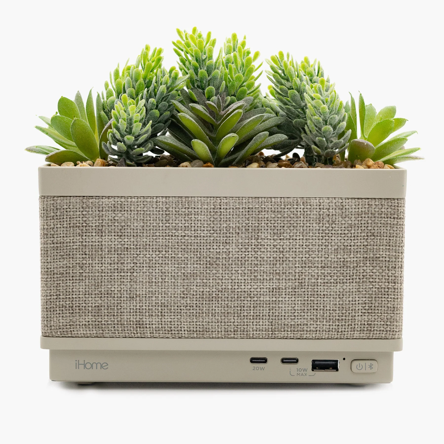 Power Plant Faux Succulent with USB Charging Station and Bluetooth Speaker – Beige (iPP60) - Image 3