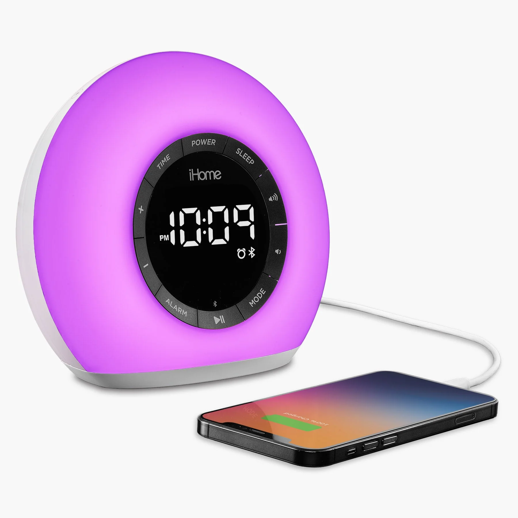 Sunrise Alarm Clock Radio with Bluetooth Speaker and Color Changing Lamp (iBT32) - Image 4