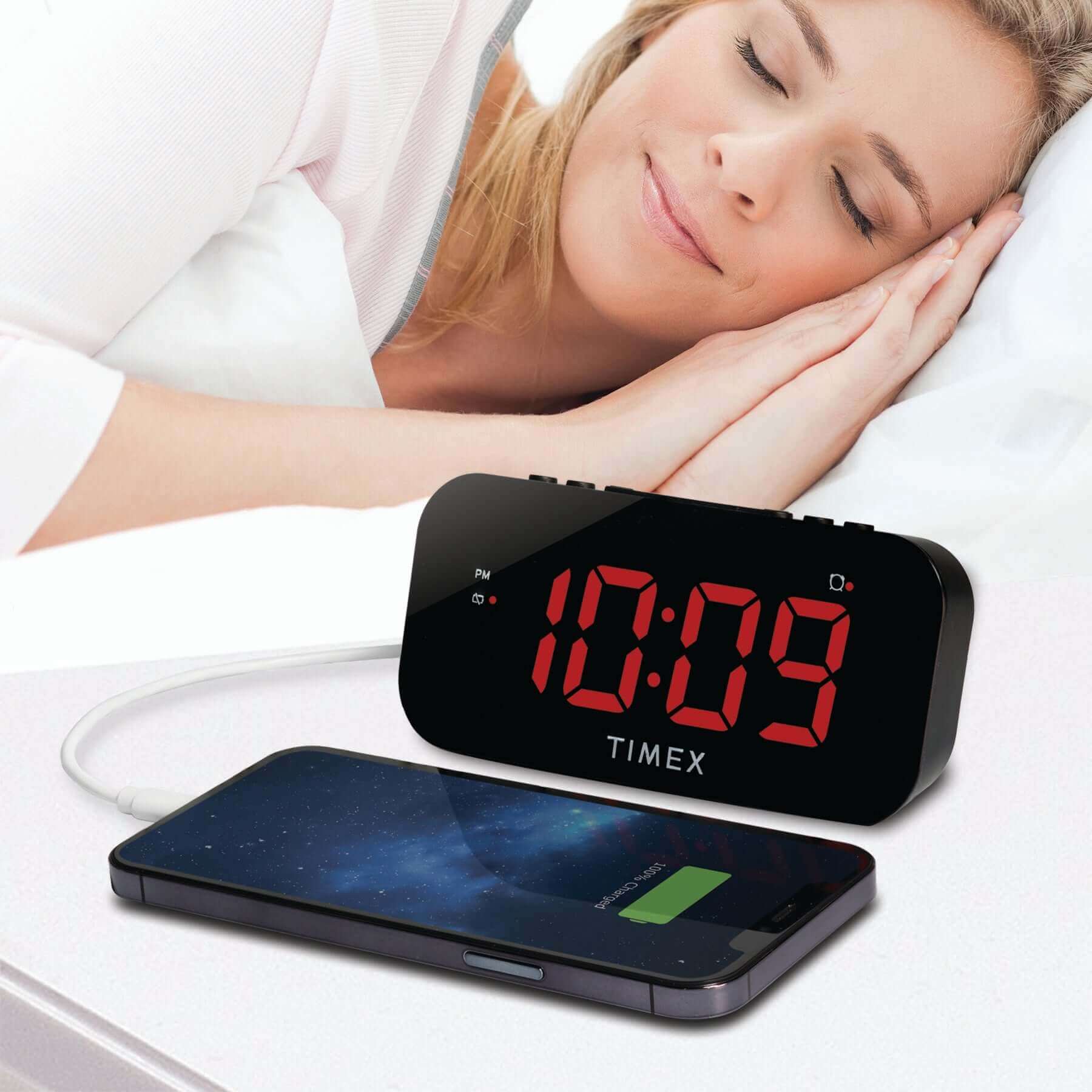 Timex Alarm Clock with Large Display and 5W USB Charging Port - Black (T1120B) - Image 5