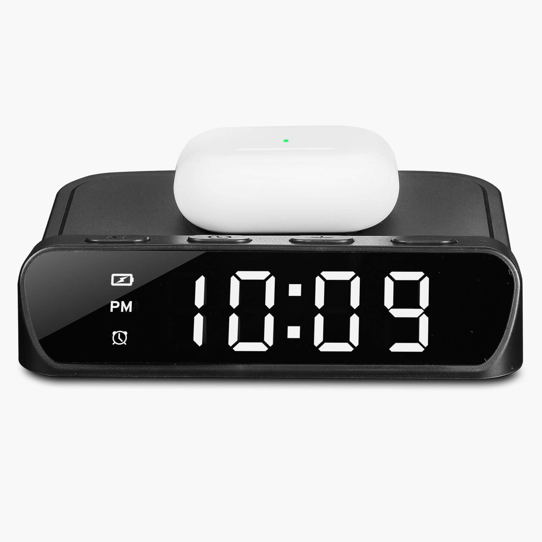 Timex Alarm Clock with Wireless Charger for iPhone, Samsung, and AirPods - Black (TW14B) - Image 3