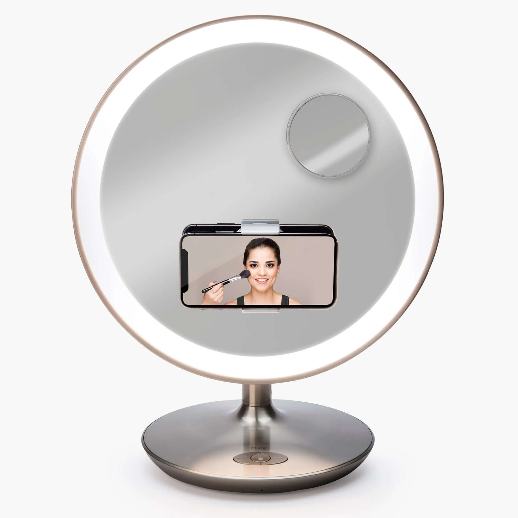 Vanity Mirror with Lights and Bluetooth Speaker, Magnifying Mirror, and Phone Mount (iCVBT12) - Image 3