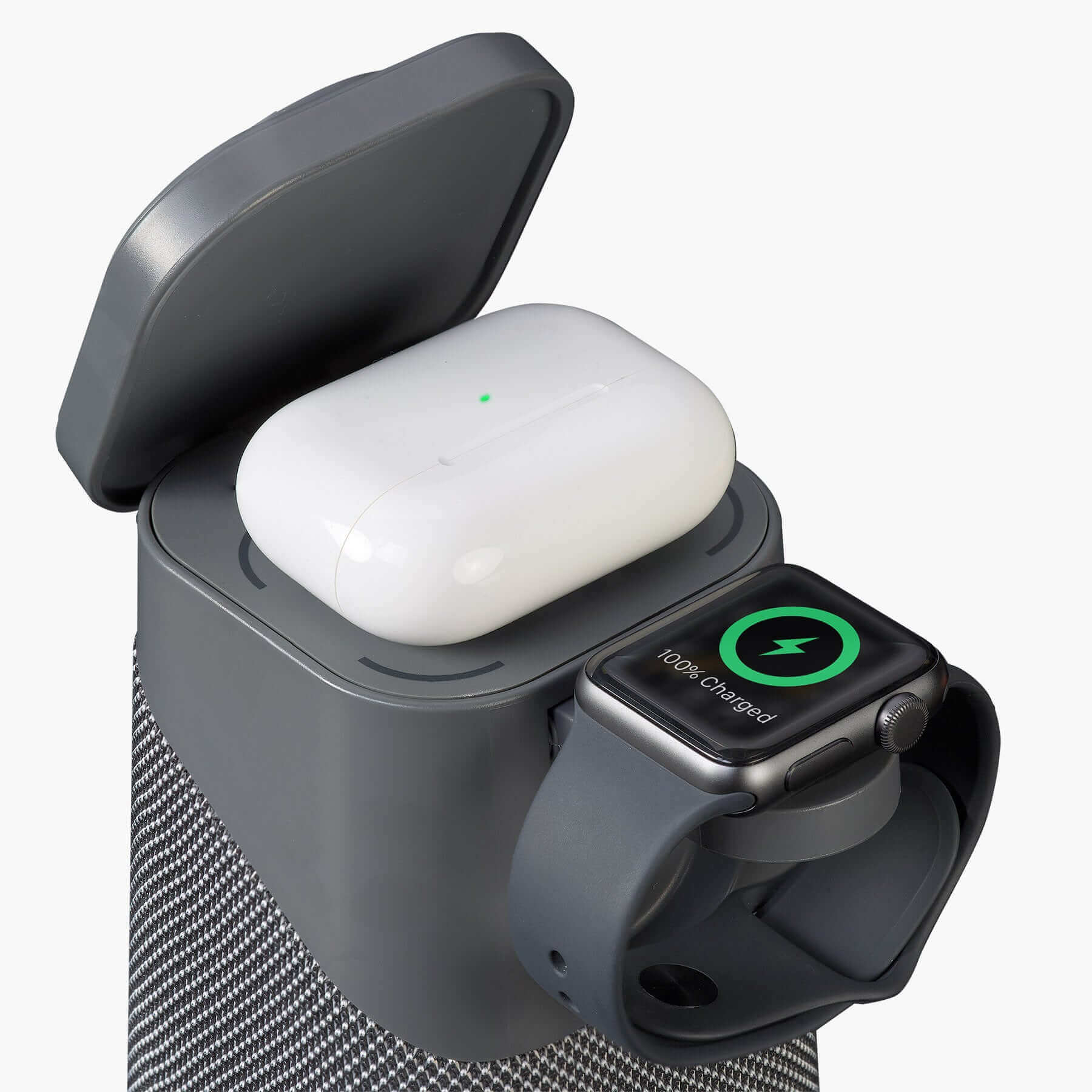 Wireless Charger with Apple Watch Charger, AirPods Charger, Bluetooth Speaker, and Night Light – Dark Grey (iPBT70DG) - Image 3