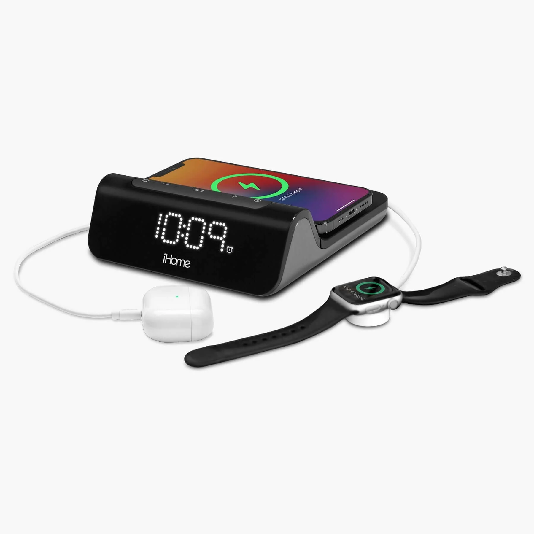 Triple Charge Alarm Clock with Wireless Charging plus USB-A & USB-C Charging (iW23BGOL) - Image 4